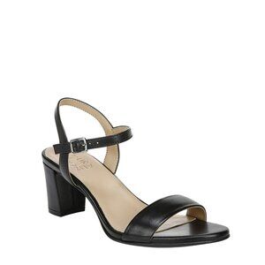 NWT Naturalizer Bristol Ankle Strap Chunky Block Heel Sandal Black Smooth 7M
